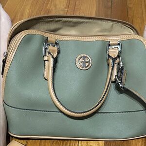 Gianni Bini Olive and Tan Structured Satchel